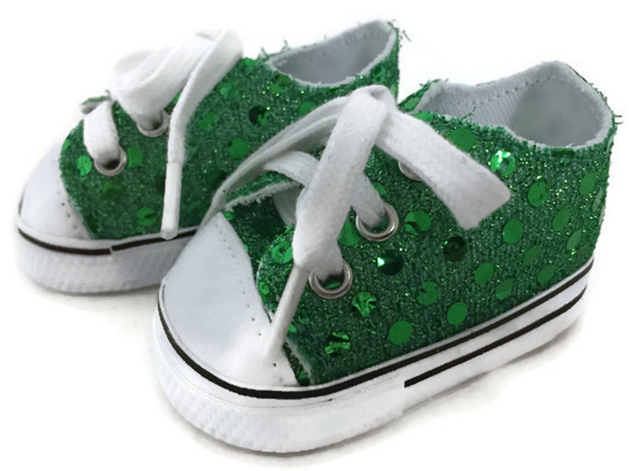 green sequin sneakers