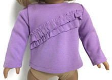 Long Sleeved Knit Shirt with Ruffles-Lavender