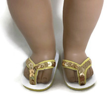 Sequined Flip Flop Sandals-Gold