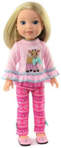 Pink Reindeer Top and Leggings Outfit for Wellie Wishers Dolls 