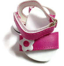 Sandals-Bright Pink with Floral Accent