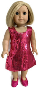 Sleeveless Sequin Dress-Dark Pink