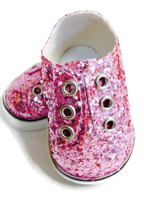 12 Pairs Sequin Slip On Sneakers-Pink