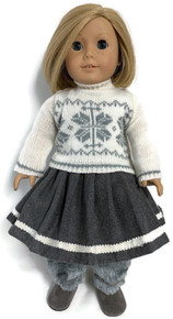 Cream Winter Sweater & Gray Pleated Skirt