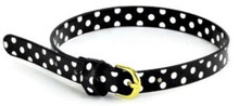 Belt with Gold Buckle-Black with White Polka Dots
