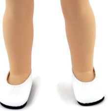 Flats Dress Shoes-White for Wellie Wishers Dolls