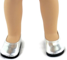 Flats Dress Shoes-Silver for Wellie Wishers Dolls
