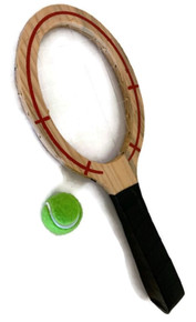 Wooden Tennis Racket and Ball