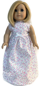 Summer Nightgown-Floral Print with White Bow