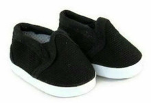 Canvas Slip On Shoes-Black for Wellie Wishers Dolls