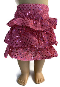 Sequined Ruffled Skirt-Pink