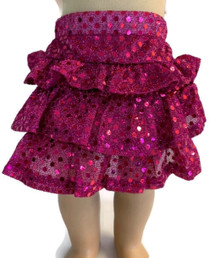 Sequined Ruffled Skirt-Dark Pink