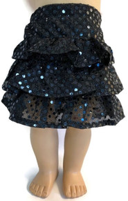 3 Sequined Ruffled Skirts-Black