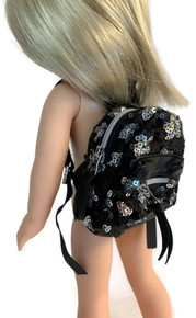 Backpack-Black with Sequin Stars for Wellie Wishers Dolls
