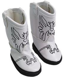 Eagle Cowboy Boots-White for Wellie Wishers Dolls