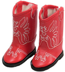 Eagle Cowboy Boots-Red for Wellie Wishers Dolls