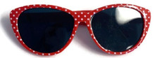 Sunglasses-Red with White Polka Dots