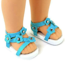 Sandals-Turquoise for Wellie Wishers Dolls