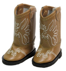 Eagle Cowboy Boots-Tan for Wellie Wishers Dolls