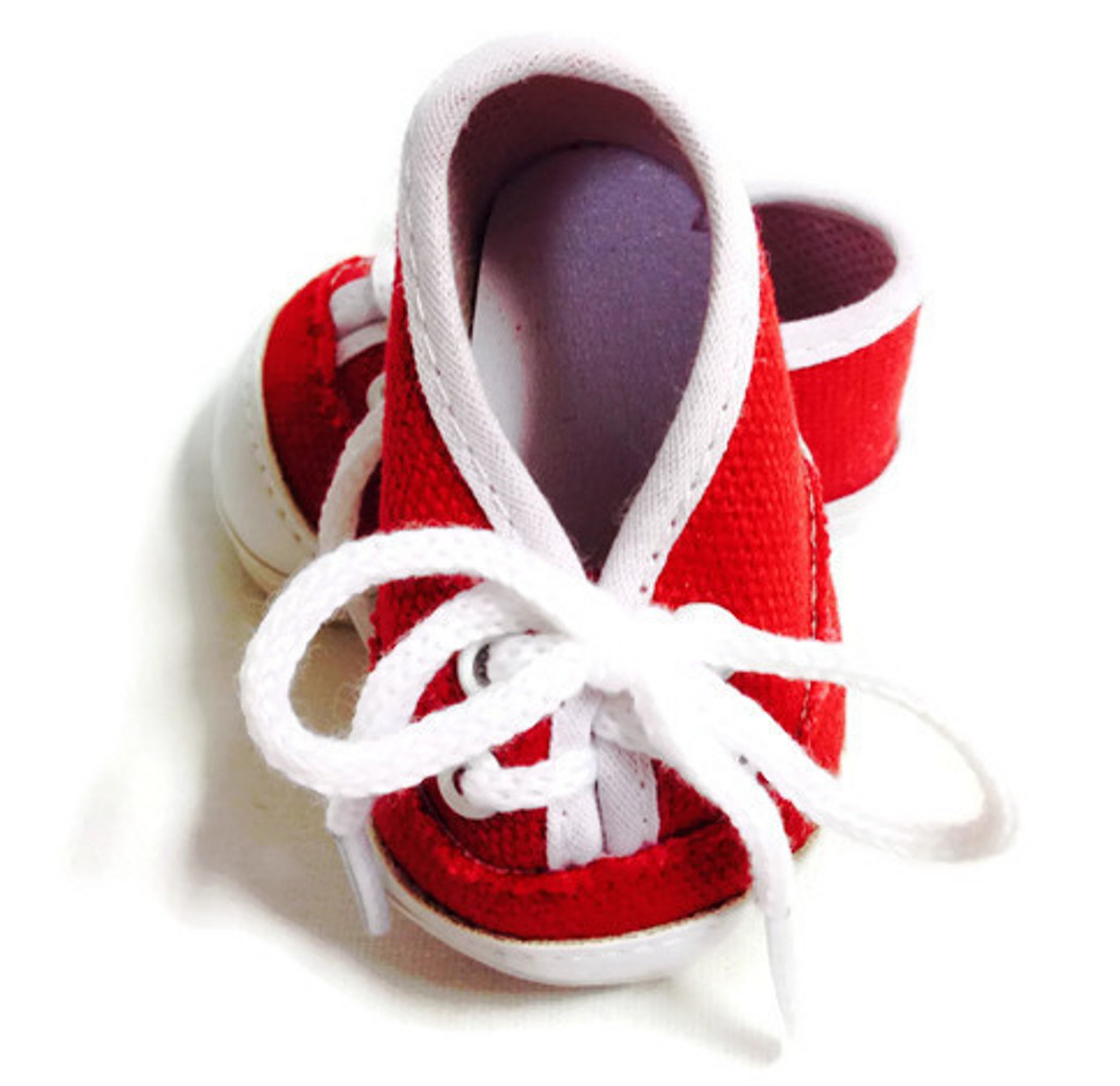 red canvas tennis shoes