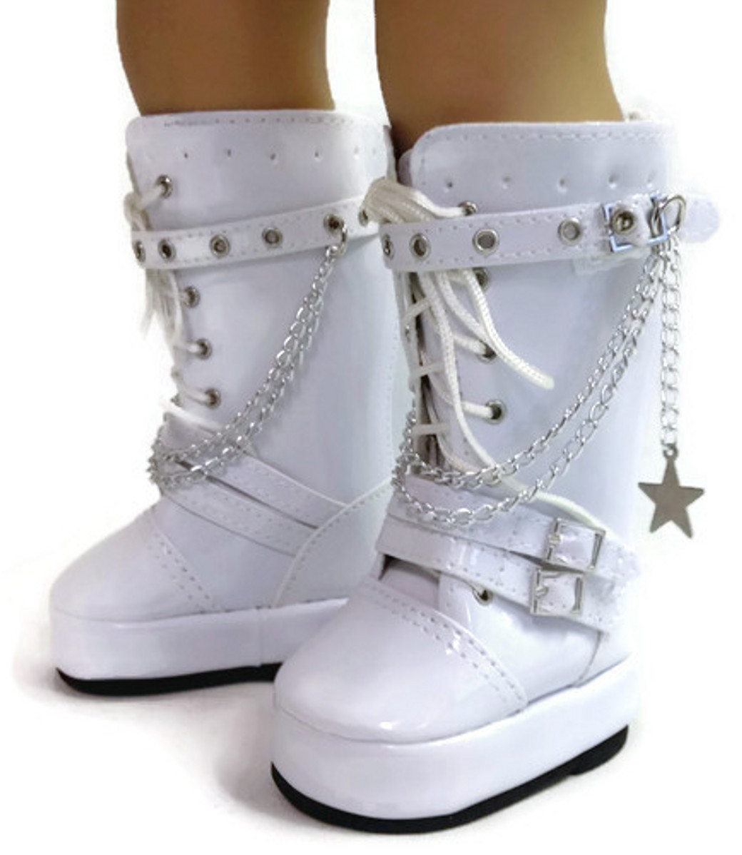 white vinyl boots