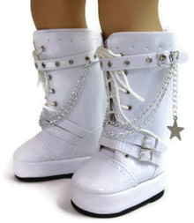 Vinyl Boots with Chains-White