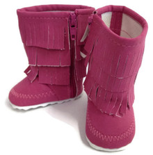 Fringed Boots-Dark Pink