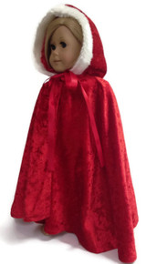 Cape-Red with Faux Fur Trim