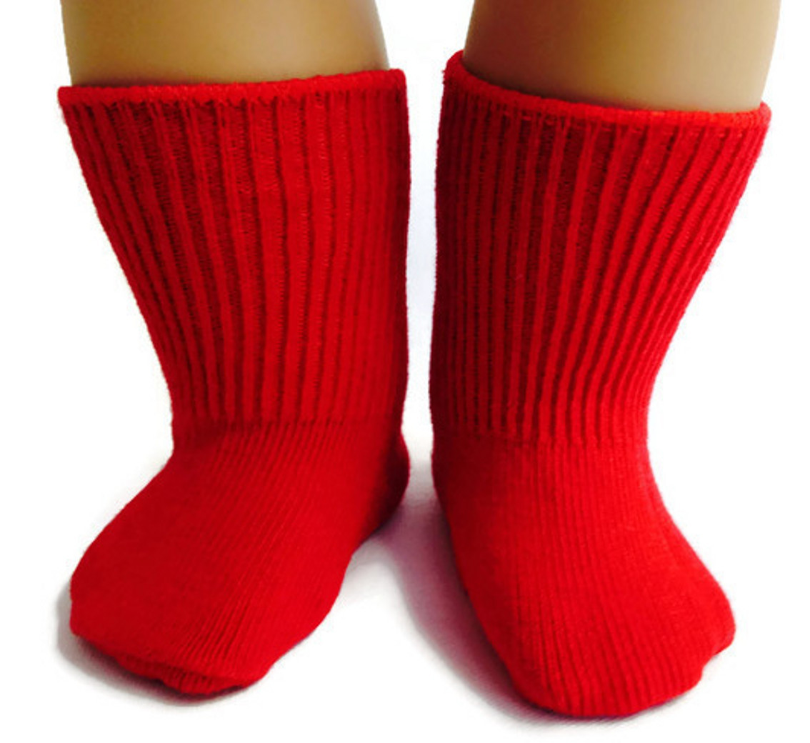 Knit Sport Socks-Red - Dori's Doll Boutique