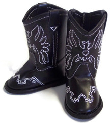 Cowboy Boots-Black with Embroidered Eagle Accent