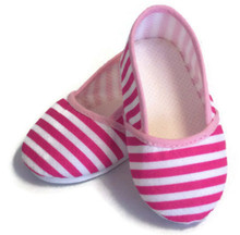 Canvas Slip On Shoes-Pink & White Striped
