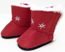 Red Sparkle Boots with Snowflakes
