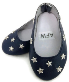 Flats with Silver Stars-Navy
