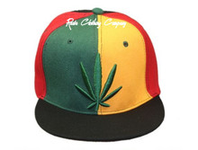 Rasta Color Weed Leaf  - Snapback : Ball Cap/Hat (Black, Red, Green & Gold)