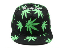 Rasta Green Weed Leaf - Snapback  : Ball Cap/Hat (Black) 