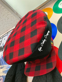 Large Custom Cloth : Rasta Peak Hat - Red/Black (Plaid)