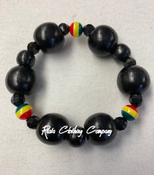 Rasta - BIG Beads  : Bracelet (Black)