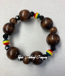 Rasta - BIG Beads  : Bracelet (Dark Brown)