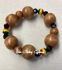 Rasta - BIG Beads  : Bracelet (Light Brown)