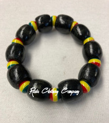 Rasta - BIG Beads  : Bracelet (Black) 2