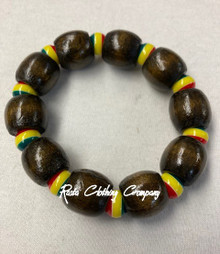 Rasta - BIG Beads  : Bracelet (Dark Brown) 2