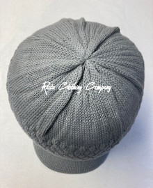 Knitted X-Large Peak Hat  - Light Grey