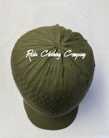 Knitted X-Large Peak Hat  - Army Green