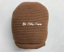 Knitted Large Without Peak Hat - Brown (Ribbed) 
