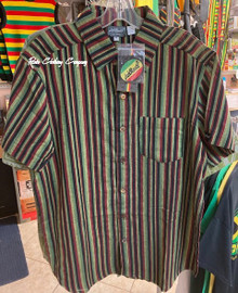 Rasta - Button Up : Short Sleeve Shirt (Stripe)