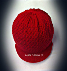 Knitted Large Peak Hat  - Red