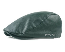 Vintage - Leather : Beret Hat (Green)