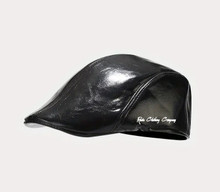 Vintage Fashion Leather -Women : Beret Hat (Black)