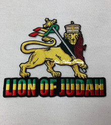 Rasta - Lion Of Judah Flag  : Embroidered Patch (Large)