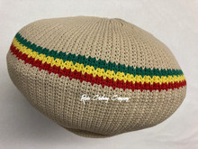 Knitted : Rasta Hat - Without Peak (Khaki/Colors)